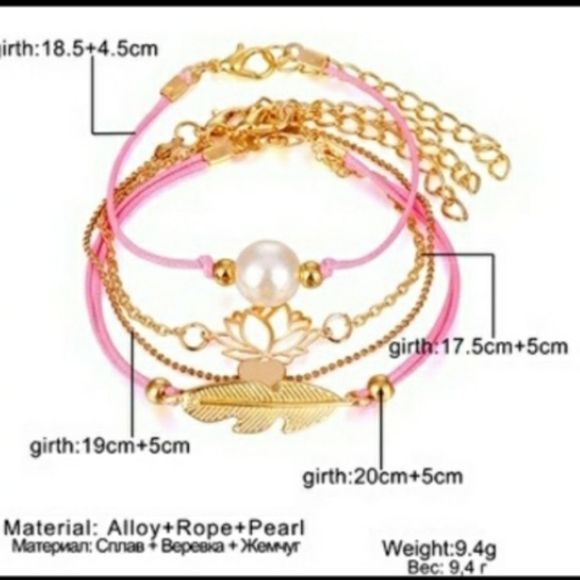 5 Piece Boho Pearl Bracelet Set New - Picture 2 of 2
